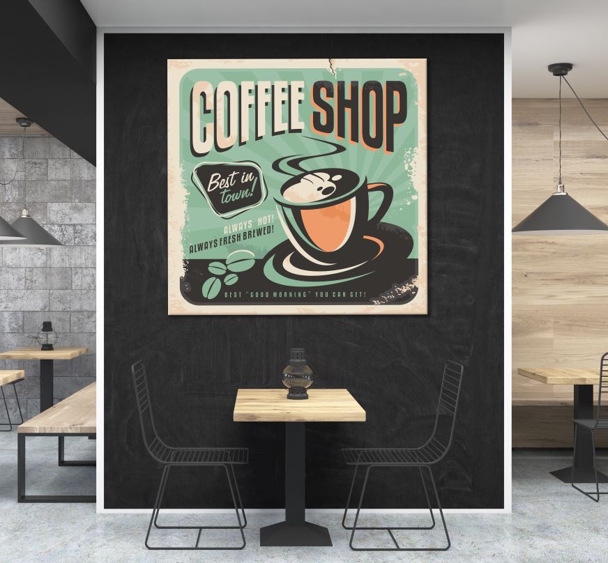 Square Canvas Coffee Shop Vector Art High Quality Print 100% Australian Made