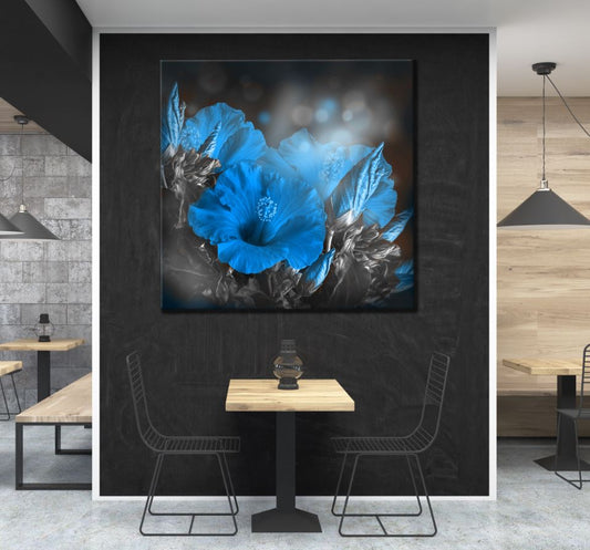 Square Canvas Bunch of Blue Hibiscus Flower High Quality Print 100% Australian Made