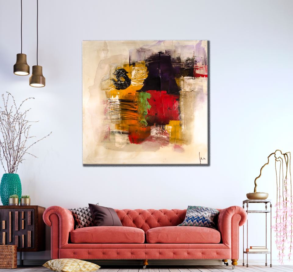 Square Canvas Colorful Abstract Watercolor Painting High Quality Print 100% Australian Made