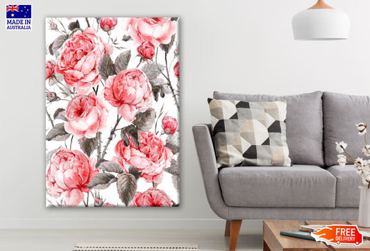 Red Floral Pattern Painting Print 100% Australian Made