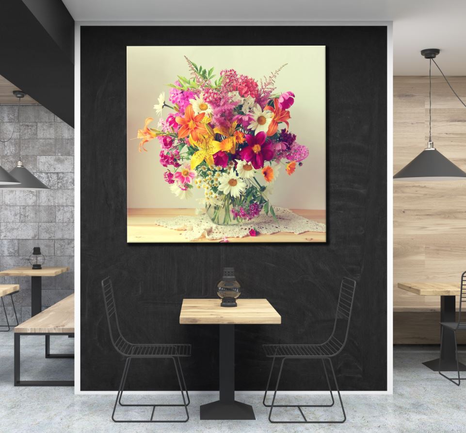 Square Canvas Flower Vase Photograph High Quality Print 100% Australian Made