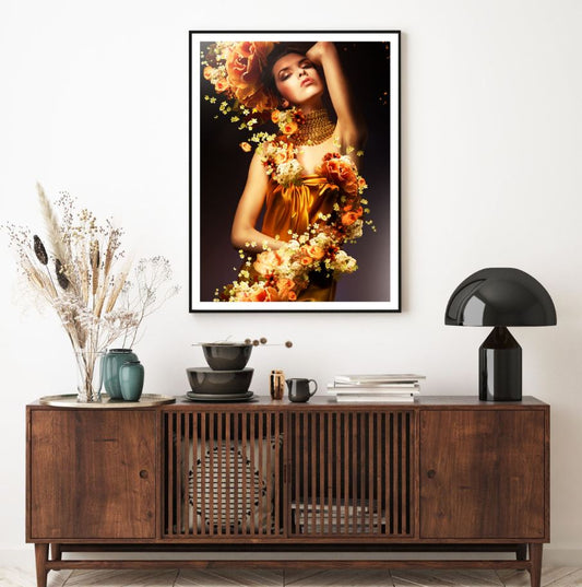 Girl Flower & Abstract Design Home Decor Premium Quality Poster Print Choose Your Sizes