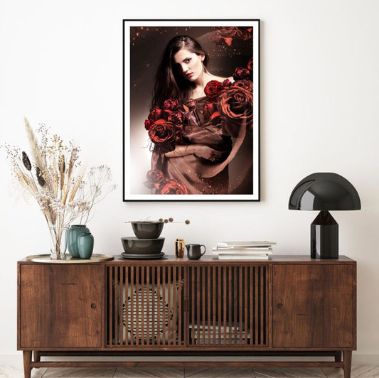 Girl Flower & Abstract Design Home Decor Premium Quality Poster Print Choose Your Sizes