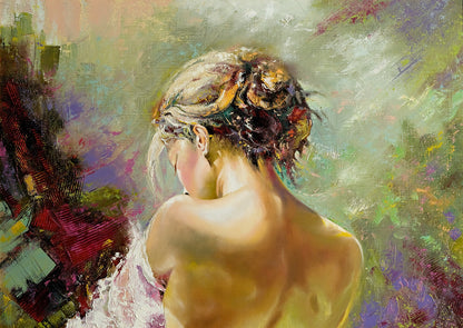 Girl Back View Oil Painting Home Decor Premium Quality Poster Print Choose Your Sizes