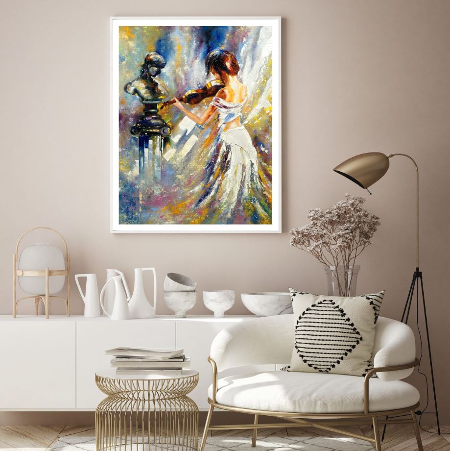 Girl Playing Violin Oil Painting Home Decor Premium Quality Poster Print Choose Your Sizes