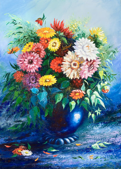 Colorful Flower Vase Oil Painting Print 100% Australian Made