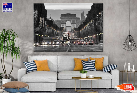 Busy Paris City in France B&W Photograph Print 100% Australian Made