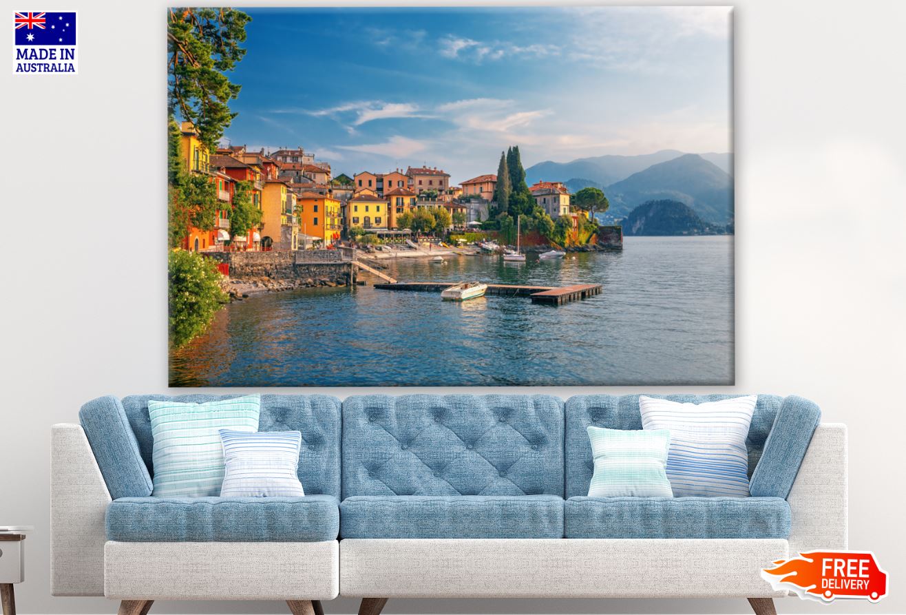 Varenna Scenic Sunset View in Como Lake, Italy Photograph Print 100% Australian Made