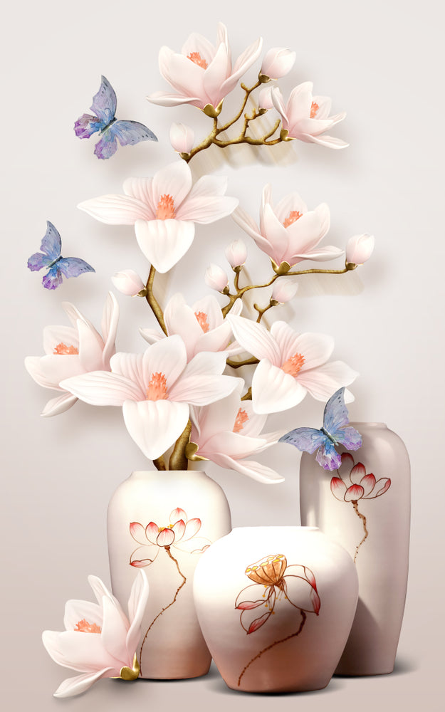 Flowers & Butterflies 3D Design Home Decor Premium Quality Poster Print Choose Your Sizes