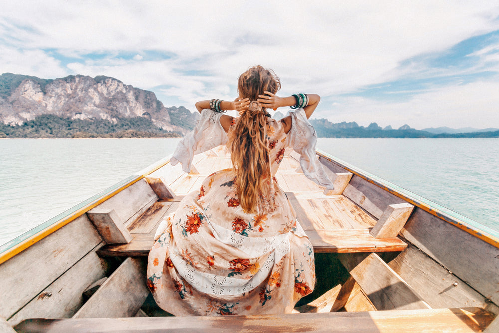 Woman in Boat on Lake Photograph Print 100% Australian Made