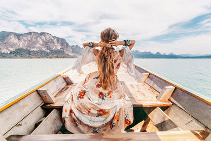 Woman in Boat on Lake Photograph Print 100% Australian Made