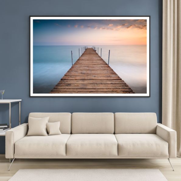 Wooden Pier Over Sea at Sunset Photograph Home Decor Premium Quality Poster Print Choose Your Sizes