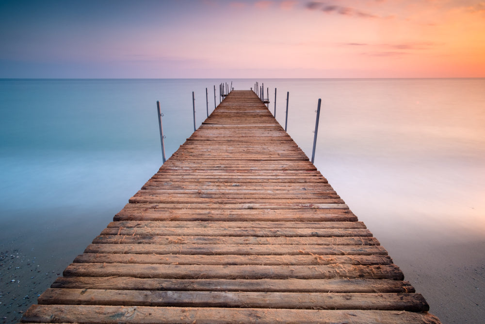 Wooden Pier Over Sea at Sunset Photograph Home Decor Premium Quality Poster Print Choose Your Sizes