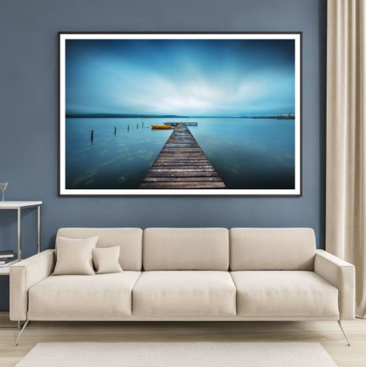 Wooden Pier Over Sea Evening Photograph Home Decor Premium Quality Poster Print Choose Your Sizes