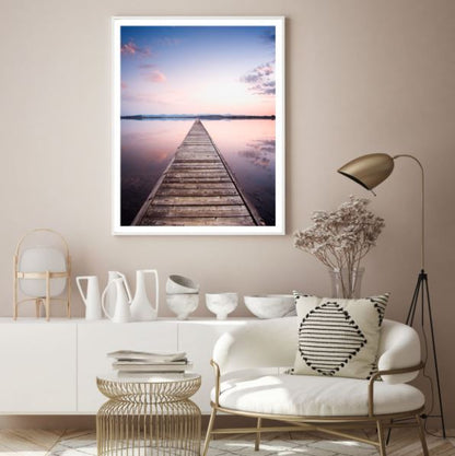 Wooden Pier Over Sea at Sunset Photograph Home Decor Premium Quality Poster Print Choose Your Sizes