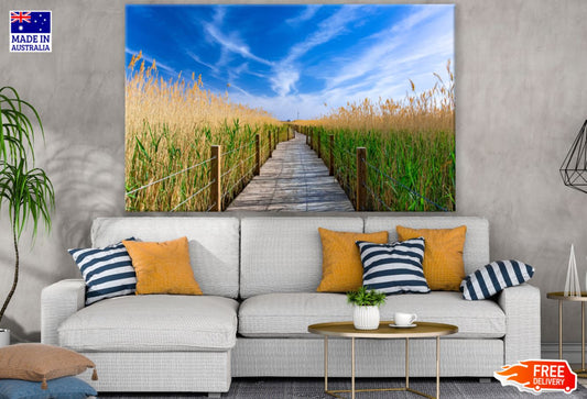 Wooden Foot Path in Grass Photograph Print 100% Australian Made