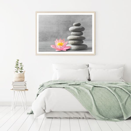 Zen Stones & Flowers Photograph Home Decor Premium Quality Poster Print Choose Your Sizes