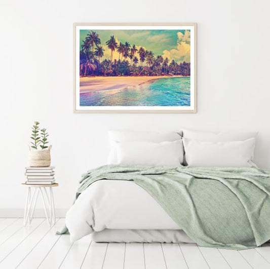 Sea & Palm Trees Sunset Scenery Photograph Home Decor Premium Quality Poster Print Choose Your Sizes