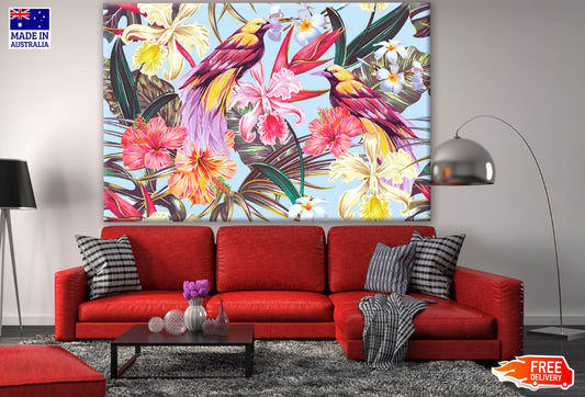 Bird on a Flower Tree Watercolor Painting Print 100% Australian Made