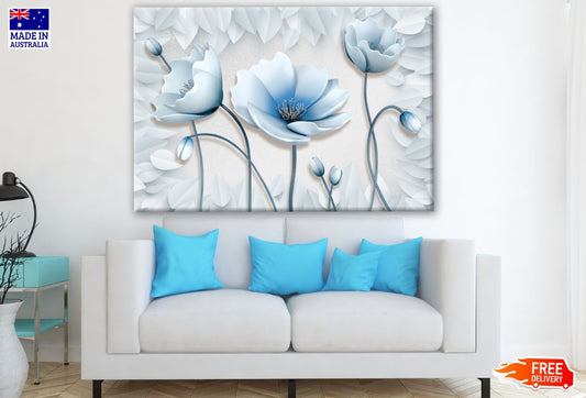 Blue & White Floral Watercolor Painting Print 100% Australian Made Photograph Print 100% Australian Made