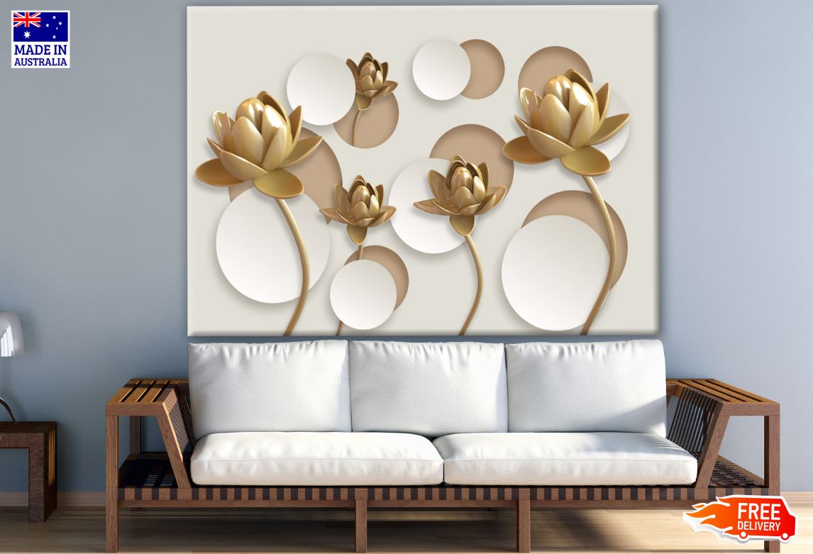 Gold Floral 3D Design Print 100% Australian Made