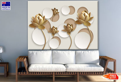 Gold Floral 3D Design Print 100% Australian Made