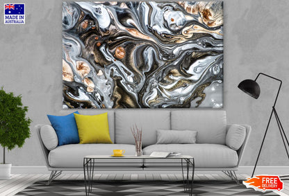 Grey Black & Gold Abstract Design Print 100% Australian Made