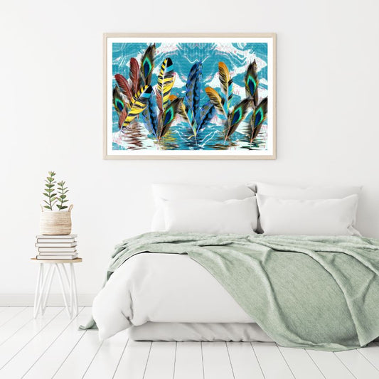 Colorful Feathers Watercolor Painting Home Decor Premium Quality Poster Print Choose Your Sizes