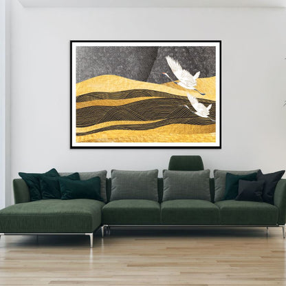 Flying Swans & Abstract Design Home Decor Premium Quality Poster Print Choose Your Sizes