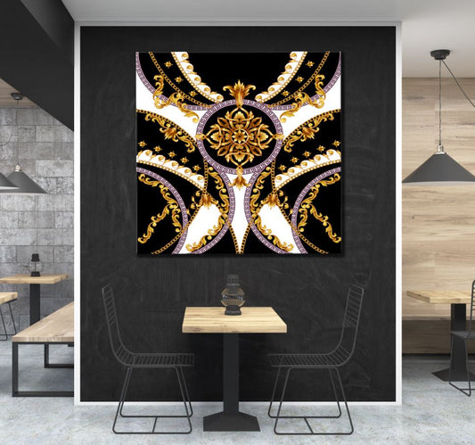 Square Canvas Black & Gold Abstract Design High Quality Print 100% Australian Made