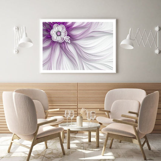 Purple & White Abstract Flower Design Home Decor Premium Quality Poster Print Choose Your Sizes