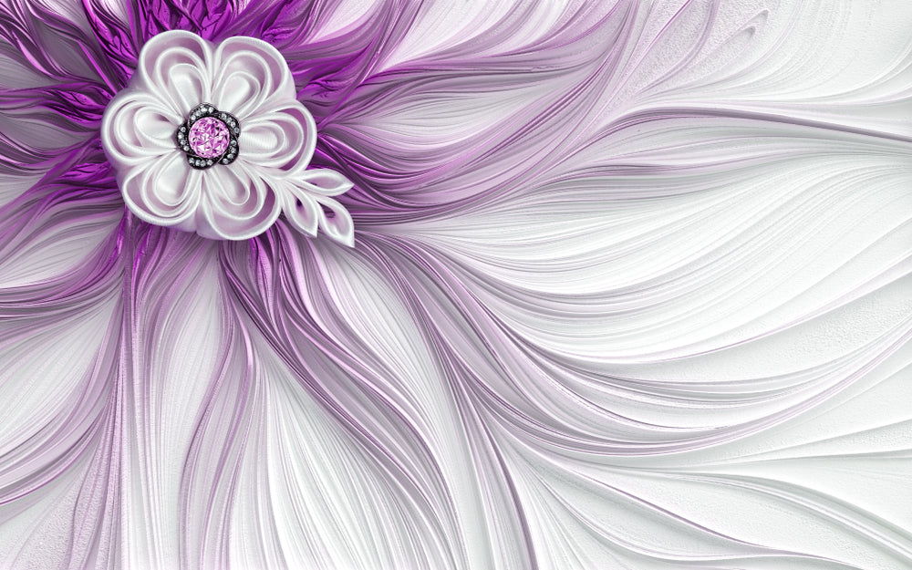 Purple & White Abstract Flower Design Home Decor Premium Quality Poster Print Choose Your Sizes