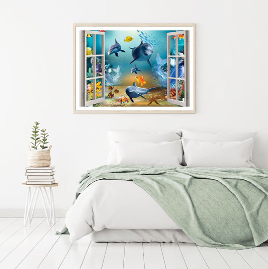 Underwater Fish Window View Photograph Home Decor Premium Quality Poster Print Choose Your Sizes