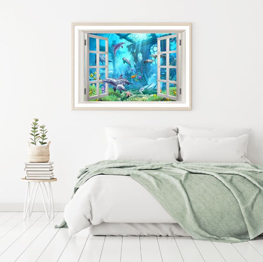 Underwater Fish Window View Photograph Home Decor Premium Quality Poster Print Choose Your Sizes