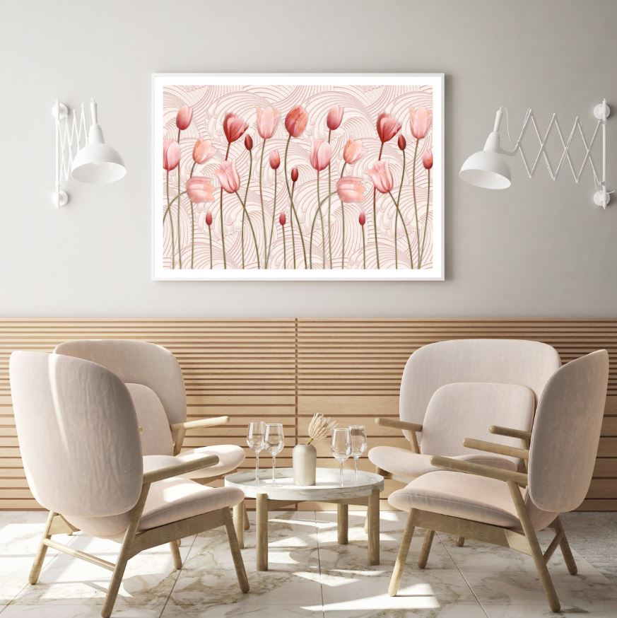 Pink Tulip Flowers 3D Design Home Decor Premium Quality Poster Print Choose Your Sizes