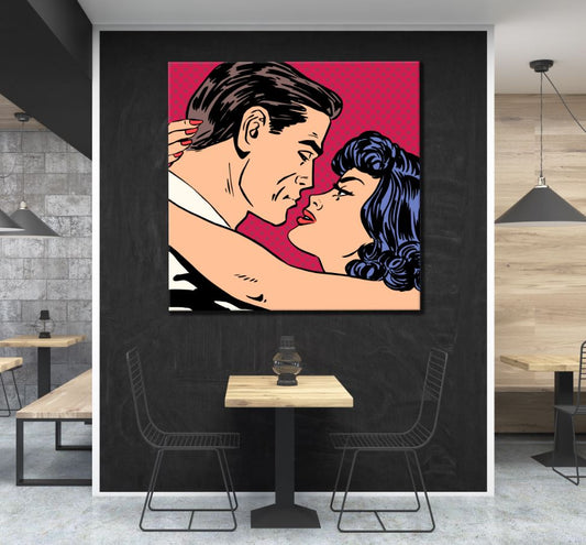 Square Canvas Colorful Couple Portrait Pop Art Design High Quality Print 100% Australian Made