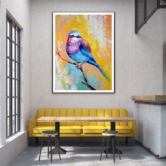 Colorful Bird Oil Painting Home Decor Premium Quality Poster Print Choose Your Sizes