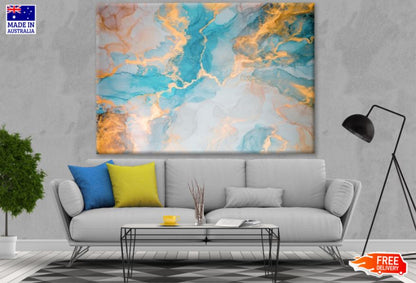 Blue & Gold Abstract Design Print 100% Australian Made