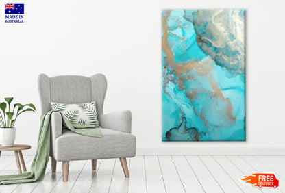 Blue Gold & Grey Abstract Design Print 100% Australian Made