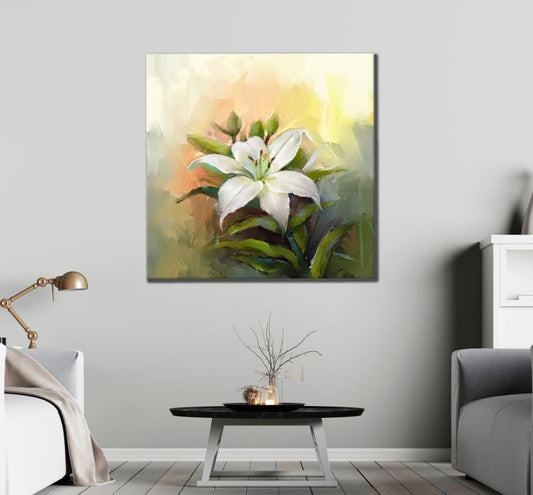 Square Canvas White Flower Watercolor Painting High Quality Print 100% Australian Made