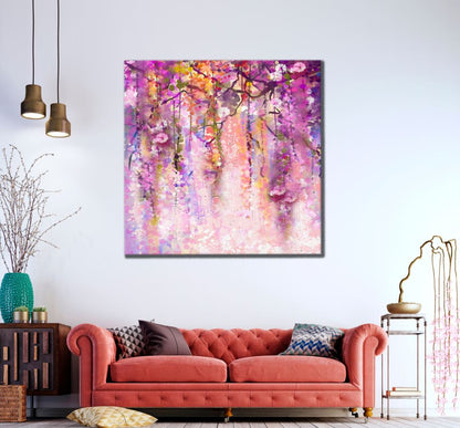 Square Canvas Colorful Floral Vines Watercolor Painting High Quality Print 100% Australian Made