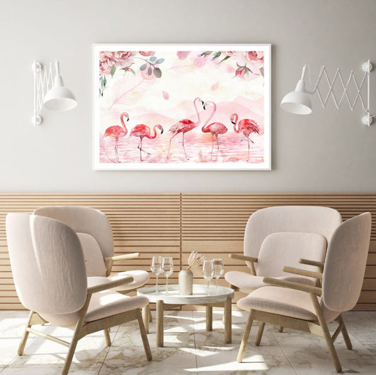 Flamingo Birds & Flowers Painting Home Decor Premium Quality Poster Print Choose Your Sizes