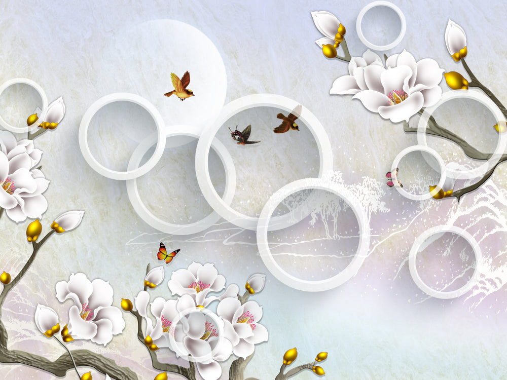 Flowers & Circle 3D Design Home Decor Premium Quality Poster Print Choose Your Sizes