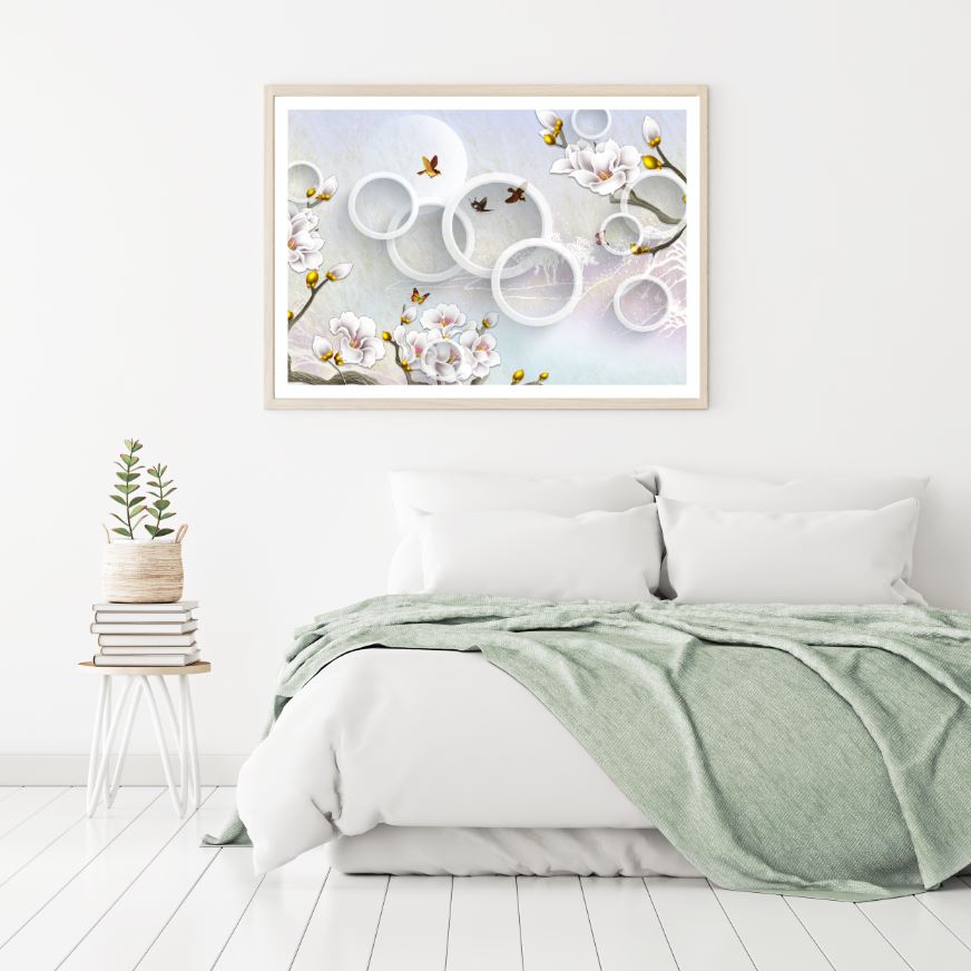 Flowers & Circle 3D Design Home Decor Premium Quality Poster Print Choose Your Sizes