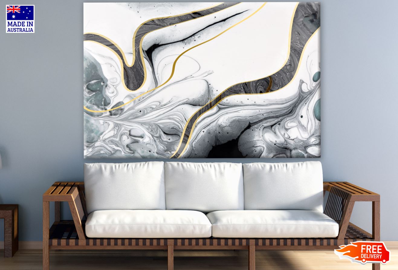 Gold Grey & Black Abstract Design Print 100% Australian Made