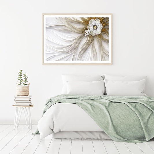 Gold & White Floral Design Home Decor Premium Quality Poster Print Choose Your Sizes