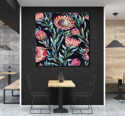 Square Canvas Colorful Flowers Watercolor Painting High Quality Print 100% Australian Made