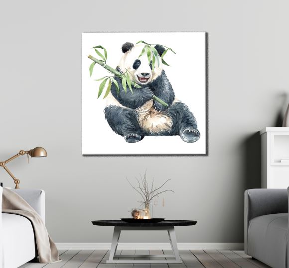 Square Canvas Panda Watercolor Painting High Quality Print 100% Australian Made