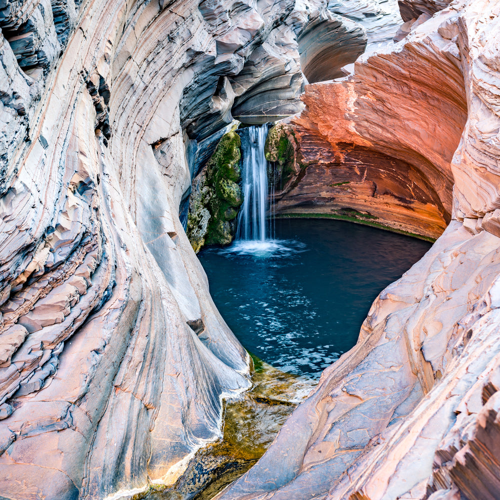 Square Canvas Waterfall Falling to Sea Photograph High Quality Print 100% Australian Made