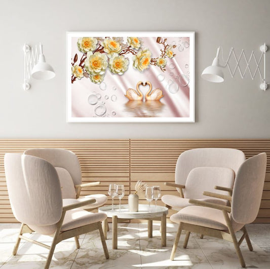 Swans & Flowers 3D Design Home Decor Premium Quality Poster Print Choose Your Sizes